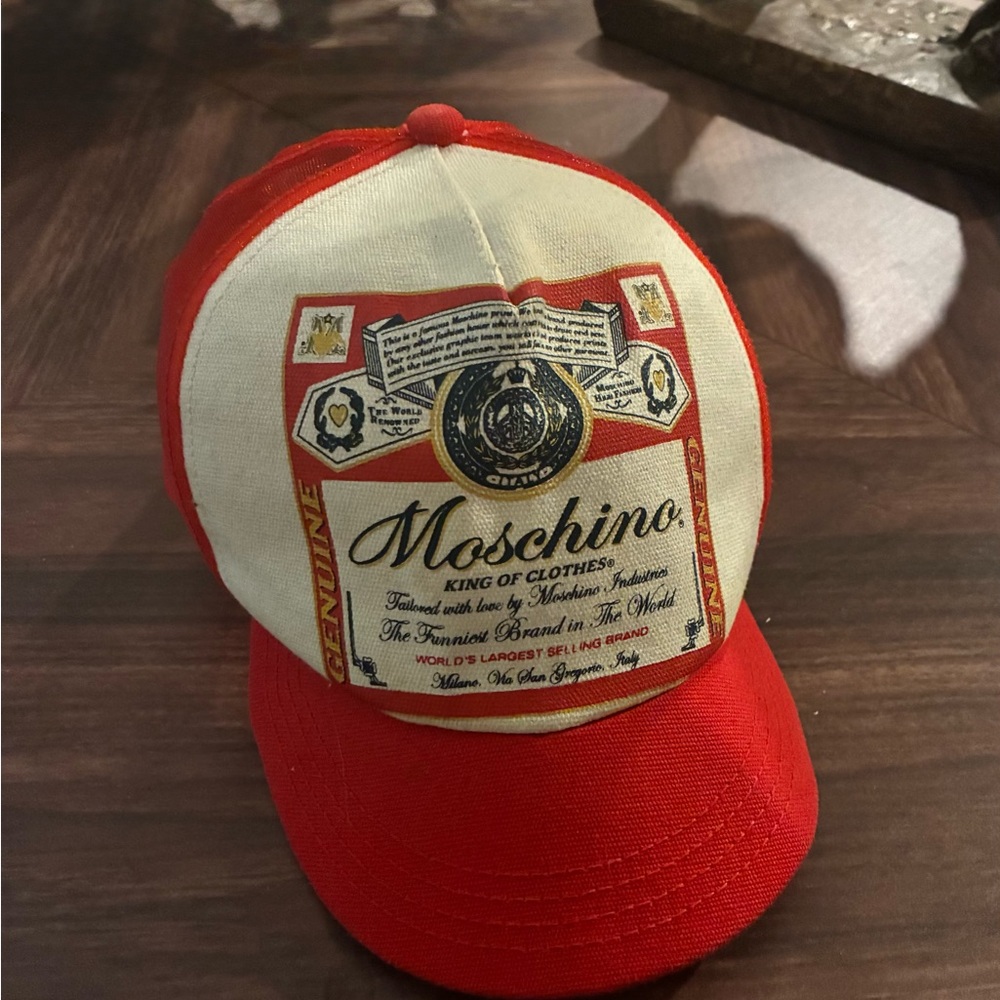 Moschino x Budweiser Red and White Graphic Cap